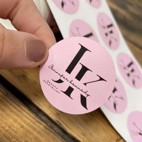 Custom pink brand sticker
